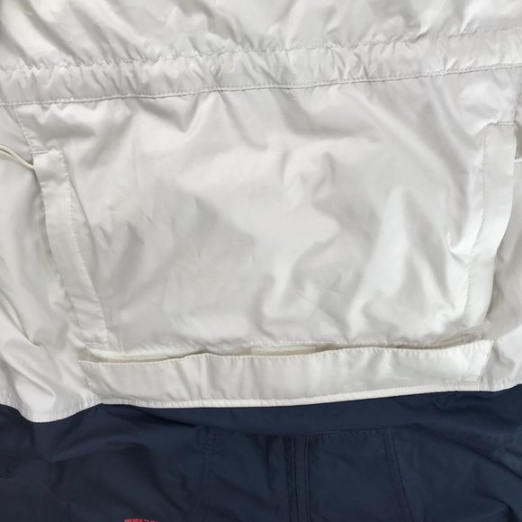 The North Face Anorak Hooded Windbreaker with Kangaroo Pouch.  Dark Blue White S - Picture 13 of 16